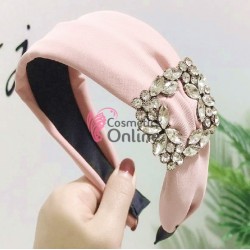 Bentita / coronita pentru par din Satin BTP051CC - Piersica cu cristale argintii